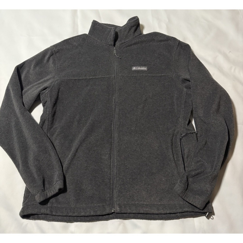 Columbia Mens Size Large L Gray Full Zip Fleece Long Sleeve Jacket
